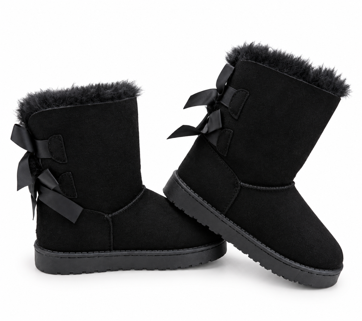 Winter boots zwart met strikjes