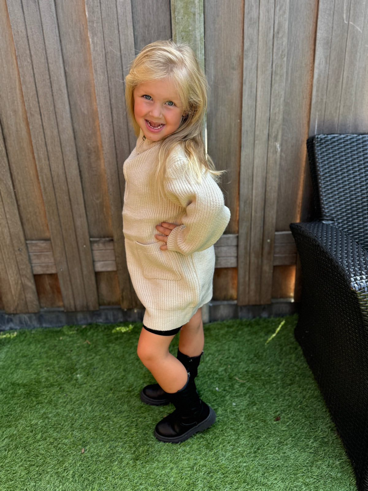 Sweater dress beige