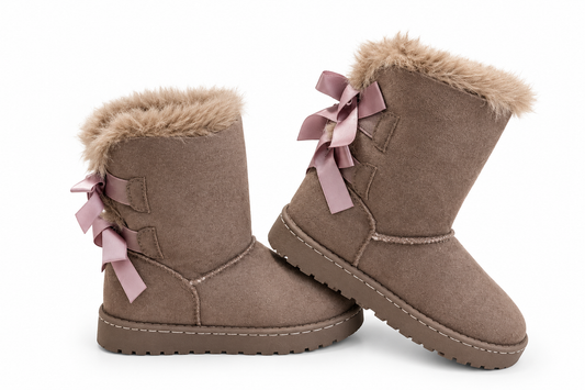 Winter boots taupe met strikjes