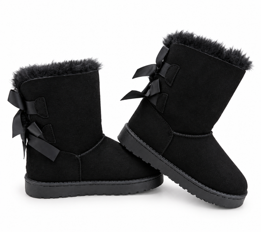 Winter boots zwart met strikjes