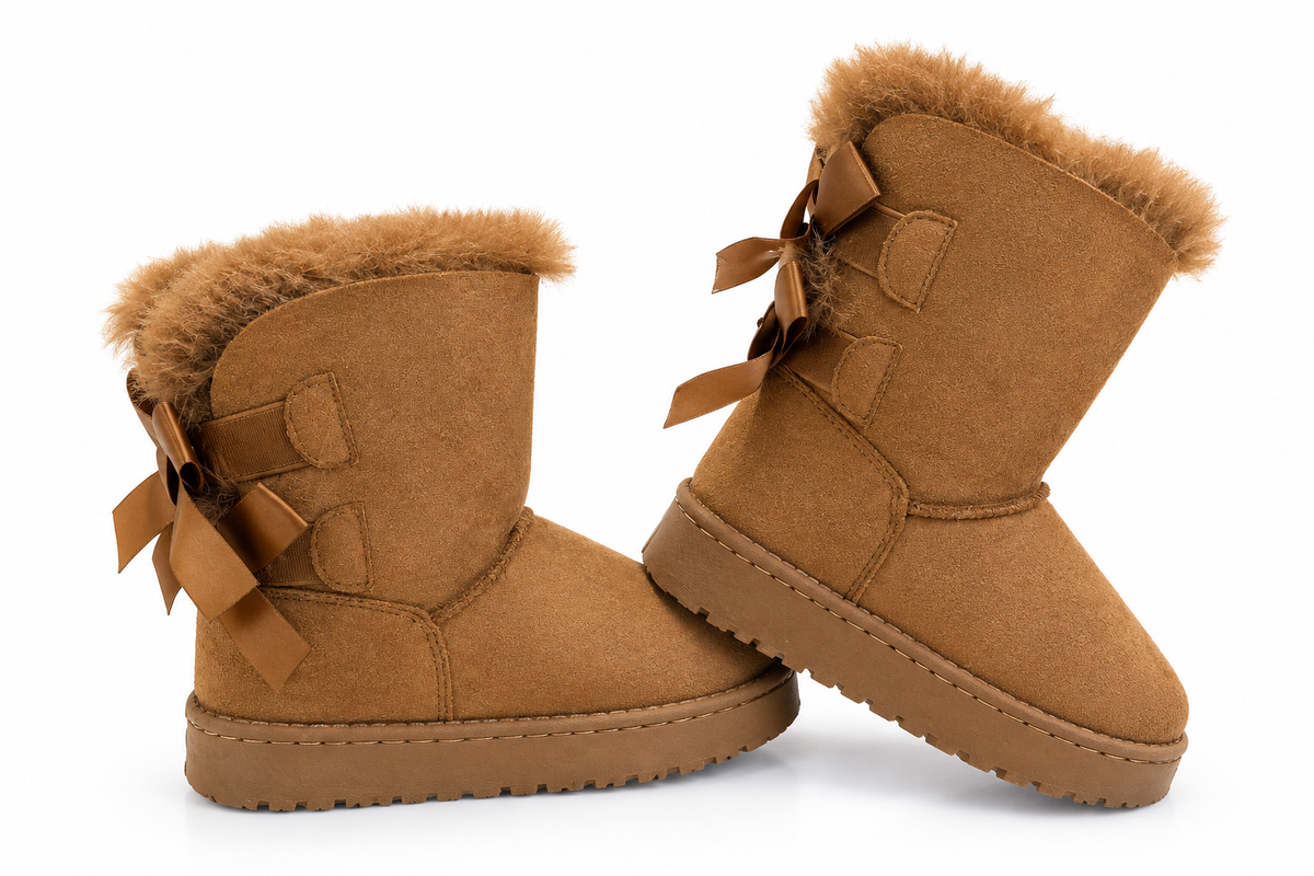 Winter boots camel met strikjes