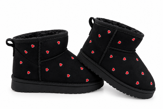 Winterboots  zwart met hartjes