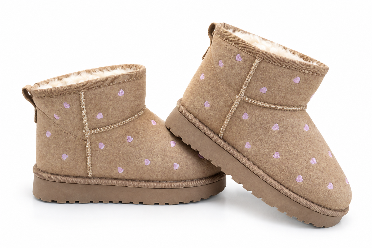 Winterboots beige met hartjes