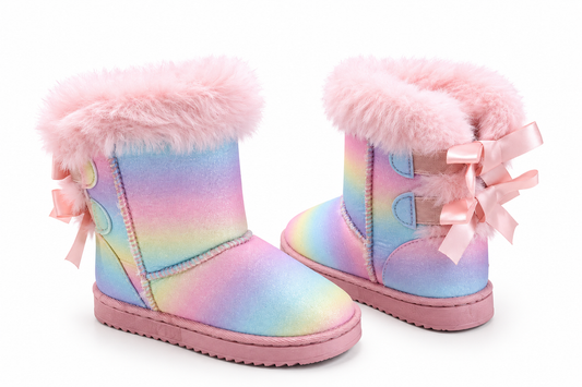 Winterboots rainbow met strikjes